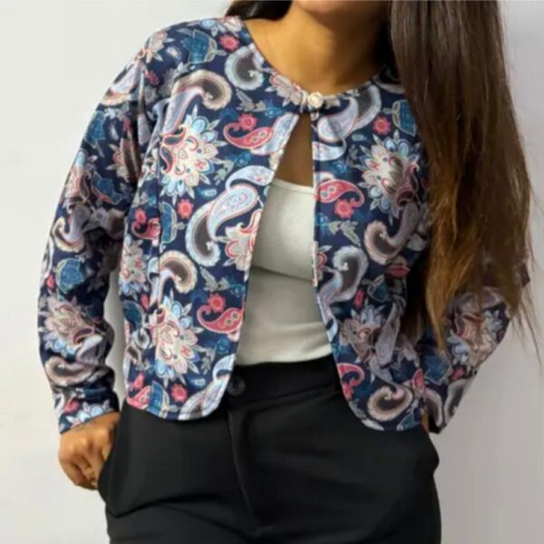 Women's Floral blue jacket / Modern Outer Wear For Women - Image 3