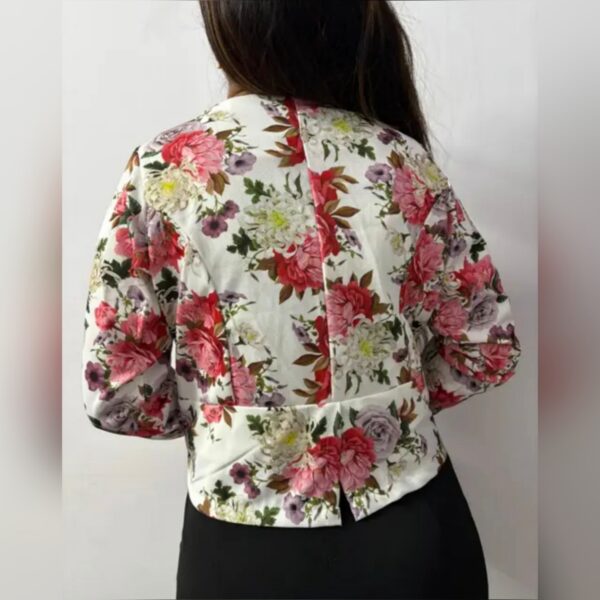 Women's Floral Print Shrug Jacket – Lightweight Long Sleeve Open Front Blazer for Office & Casual Wear - Image 2