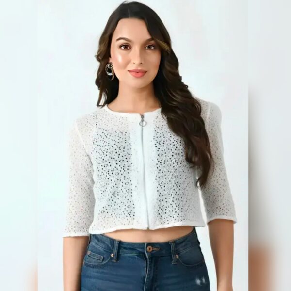 women's stylish net shrug in zip details Jackets / Modern Outerwear for womens / girls (Copy)