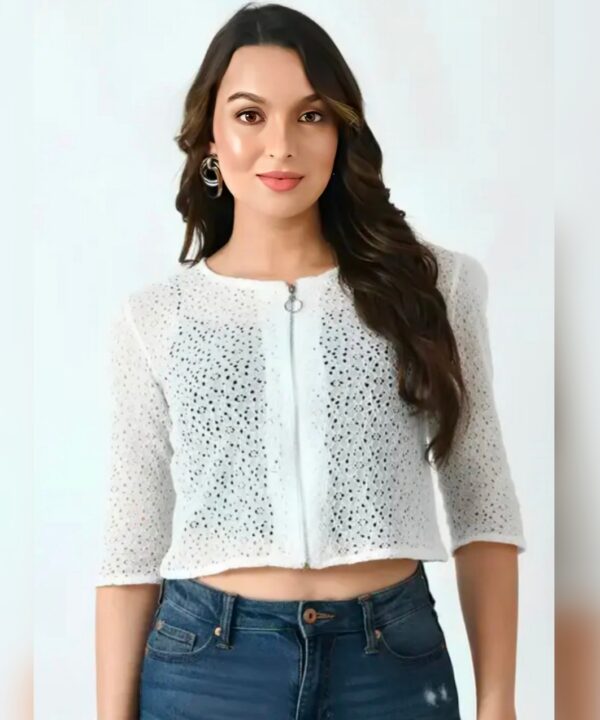 women's stylish net shrug in zip details Jackets / Modern Outerwear for womens / girls (Copy)