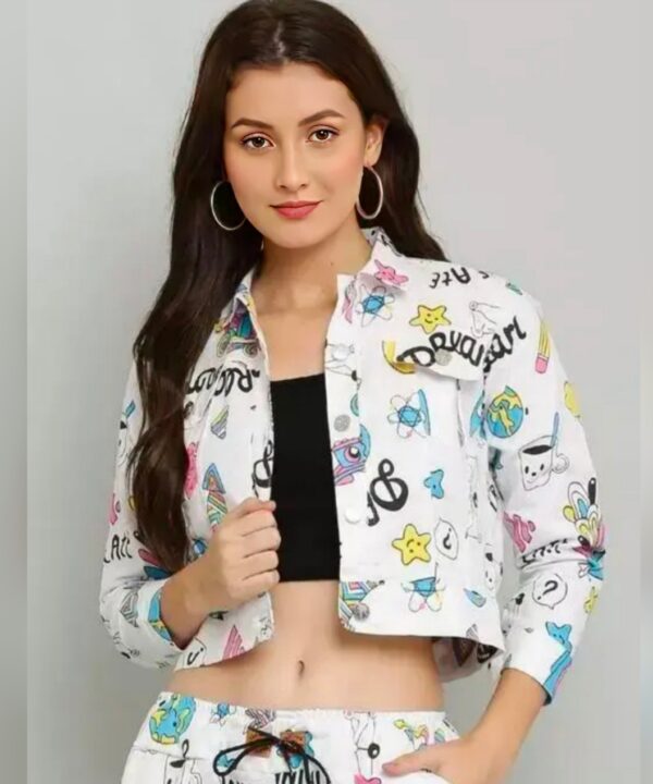Denim Long Sleeves Printed printed jacket for women Pack Of One/ Women Denim Outer Wear