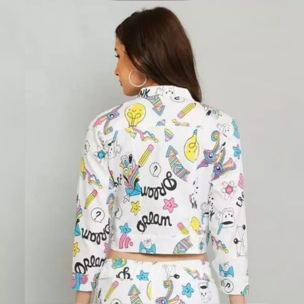 Denim Long Sleeves Printed printed jacket for women Pack Of One/ Women Denim Outer Wear - Image 2