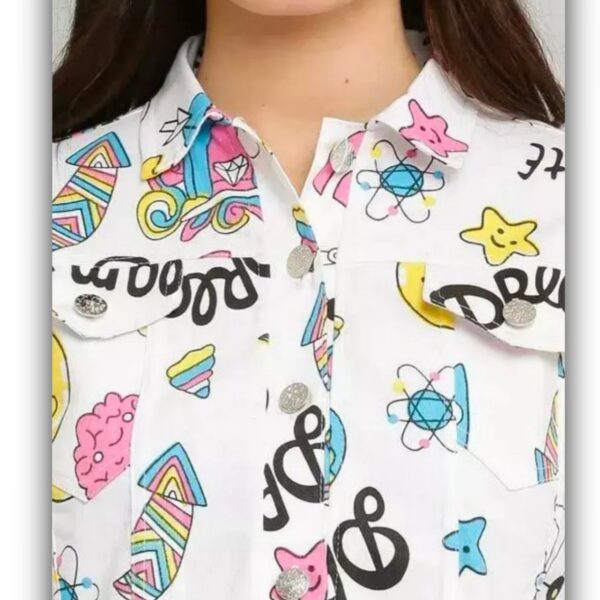 Denim Long Sleeves Printed printed jacket for women Pack Of One/ Women Denim Outer Wear - Image 3