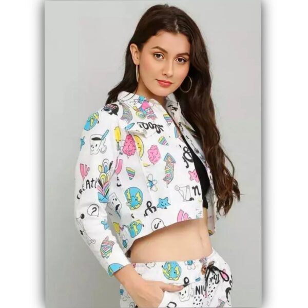 Denim Long Sleeves Printed printed jacket for women Pack Of One/ Women Denim Outer Wear - Image 4