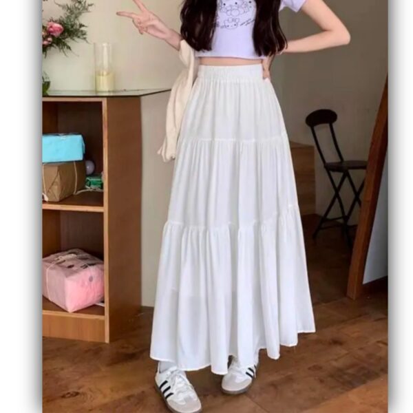 White Long Tiered stylish Trendy skirt  - Image 3