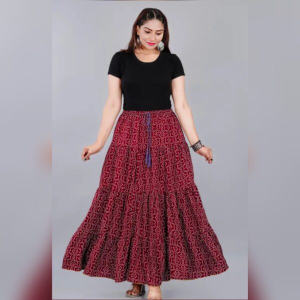 Women’s Long Skirt/Skirt for Women/Printed Skirt/Long Skirt/Solid Long Skirt/Maroon Skirt - Image 2