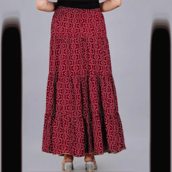 Women’s Long Skirt/Skirt for Women/Printed Skirt/Long Skirt/Solid Long Skirt/Maroon Skirt - Image 3