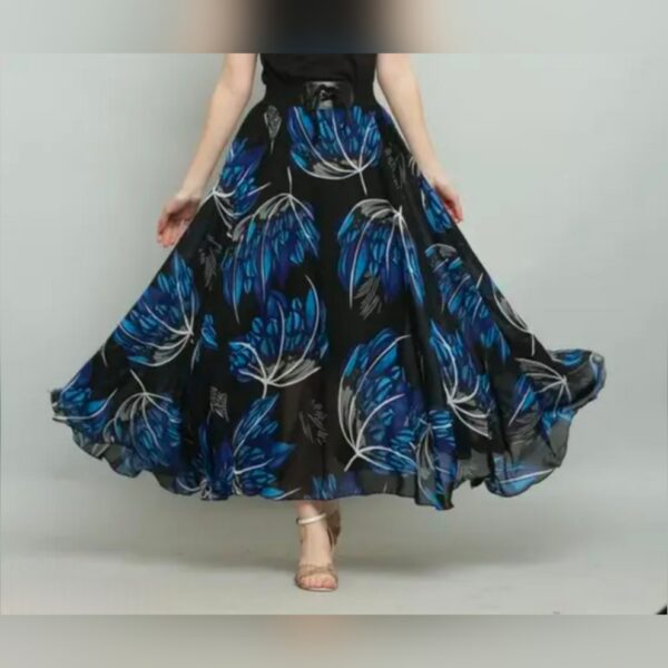 RAABTA BLUE LEAF PRINT SKIRT