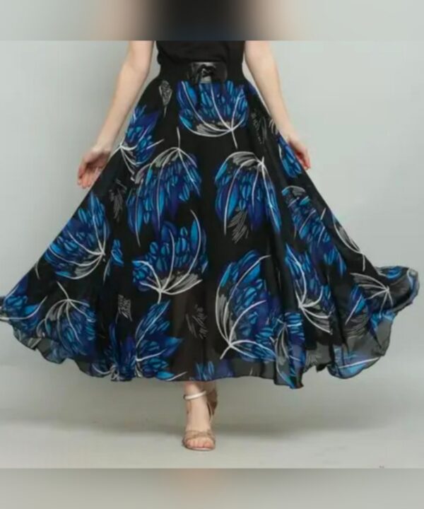 RAABTA BLUE LEAF PRINT SKIRT