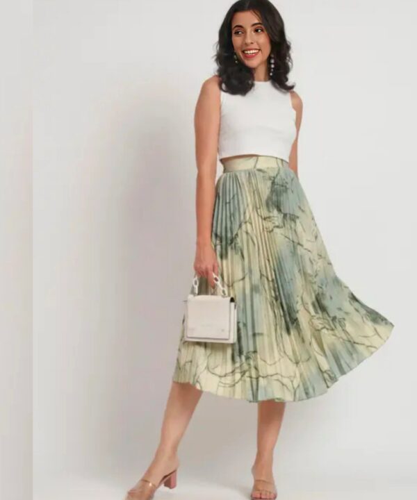 ZWERLON | Skirt for Women | Exquisite Marble Elegance A Woman's Masterpiece in A-Line MIDI Printed Skirt