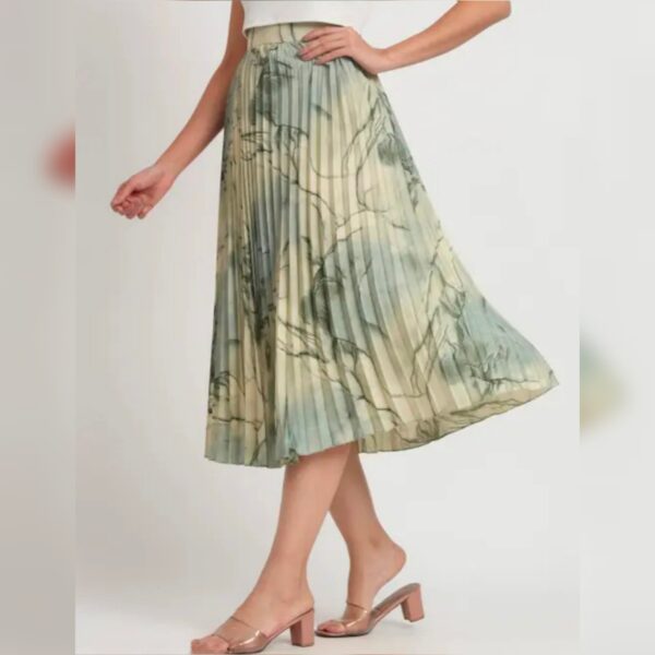 ZWERLON | Skirt for Women | Exquisite Marble Elegance A Woman's Masterpiece in A-Line MIDI Printed Skirt - Image 4