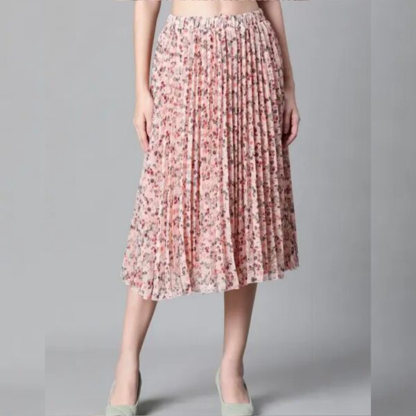 Oxolloxo Self Design Regular Fit Peach Women Polyester Skirt