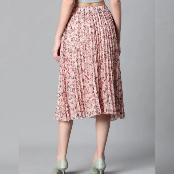 Oxolloxo Self Design Regular Fit Peach Women Polyester Skirt - Image 2