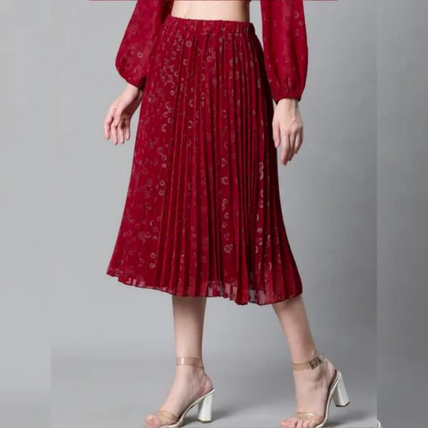 Oxolloxo Self Design Regular Fit Maroon Women Polyester Skirt