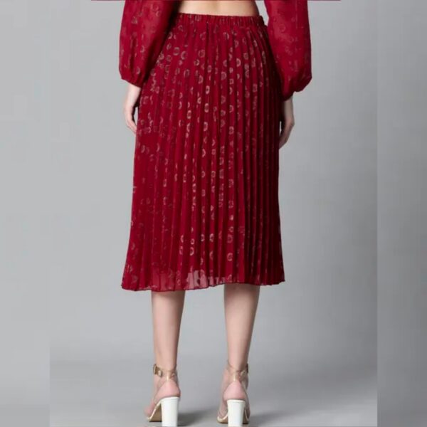 Oxolloxo Self Design Regular Fit Maroon Women Polyester Skirt - Image 2