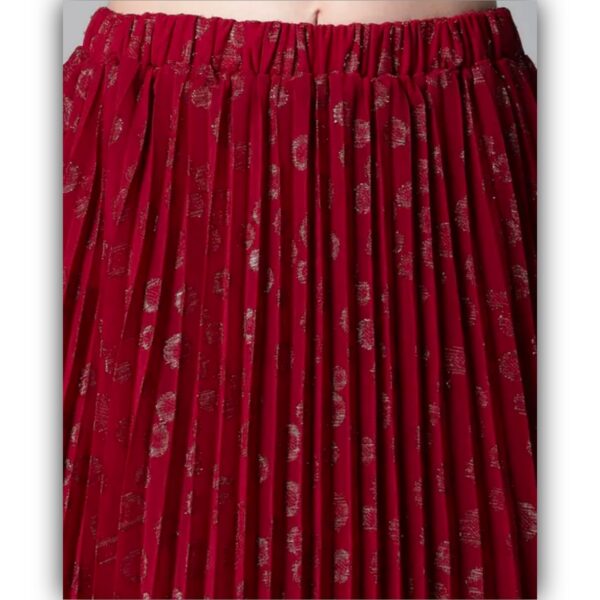 Oxolloxo Self Design Regular Fit Maroon Women Polyester Skirt - Image 4