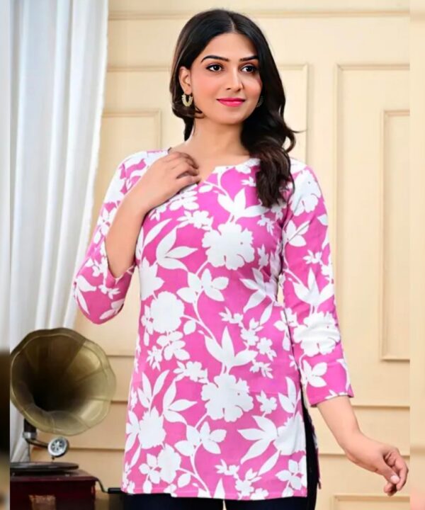 Top rayon printed for women and casual top / Short Kurti For Womens & Girls