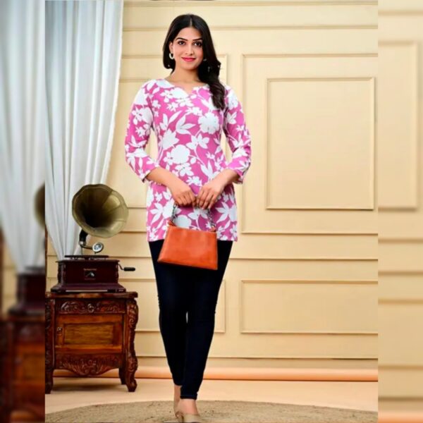 Top rayon printed for women and casual top / Short Kurti For Womens & Girls - Image 3