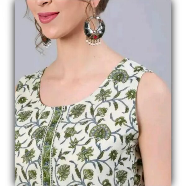 Ethnic Women Wear Sleeveless Cotton Kurta Set - Image 3