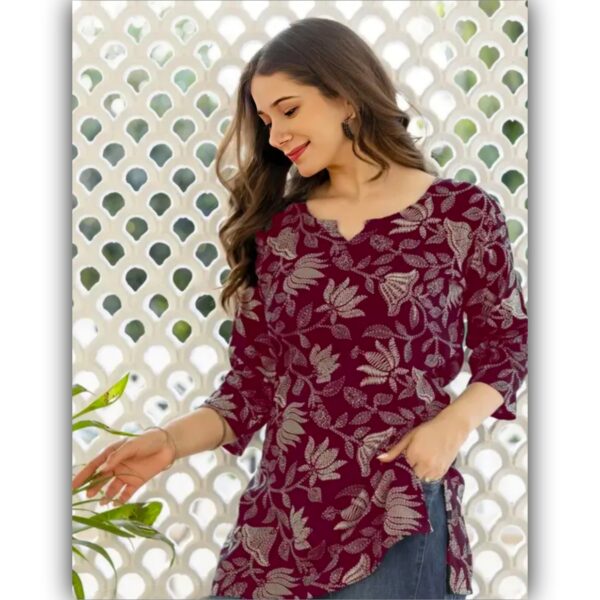 Women rayon Printed Short Kurti