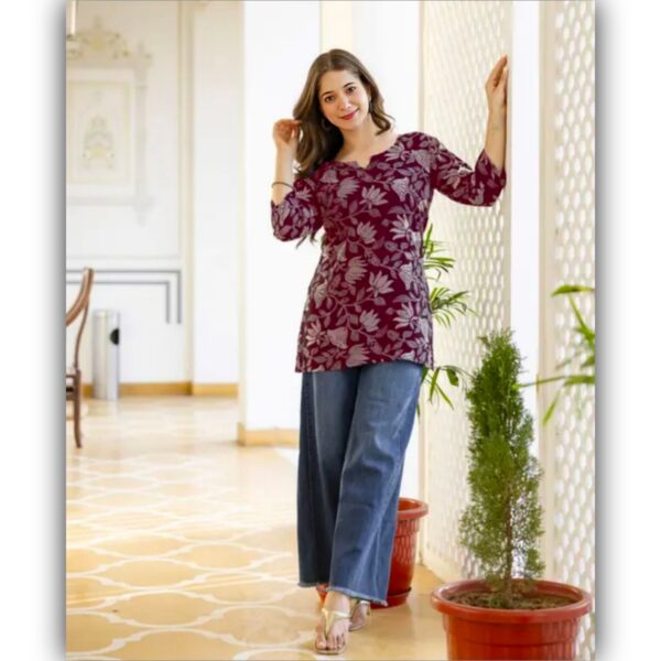 Women rayon Printed Short Kurti - Image 4