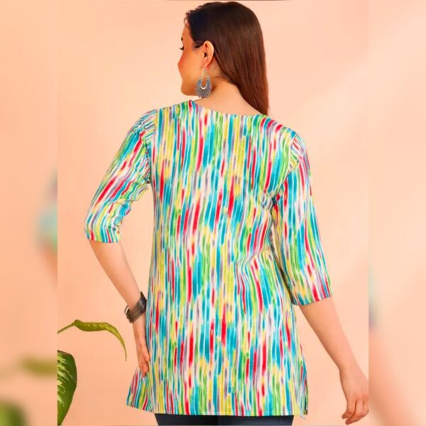 Poly Rayon Printed Straight Short Kurti Tunics For Women & Girls - Image 2