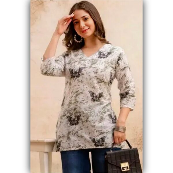 Poly Rayon Printed Straight Short Kurti Tunics For Women & Girls (Copy)