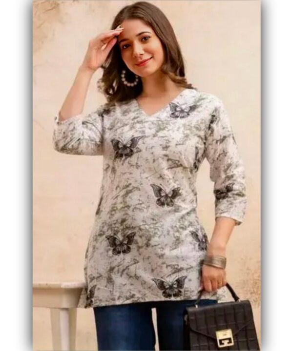 Poly Rayon Printed Straight Short Kurti Tunics For Women & Girls (Copy)