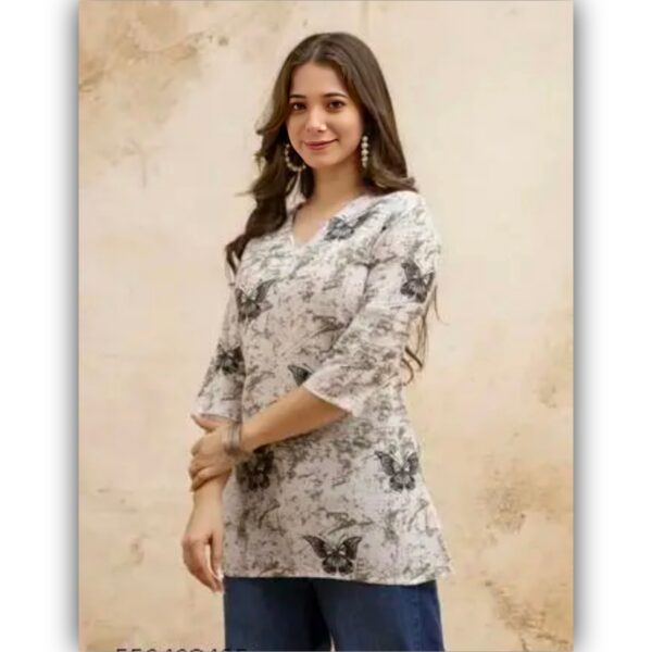 Poly Rayon Printed Straight Short Kurti Tunics For Women & Girls (Copy) - Image 4