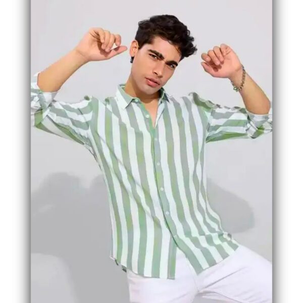 Classic Retro Men Shirt GREEN WHITE (PATTA) - Image 4