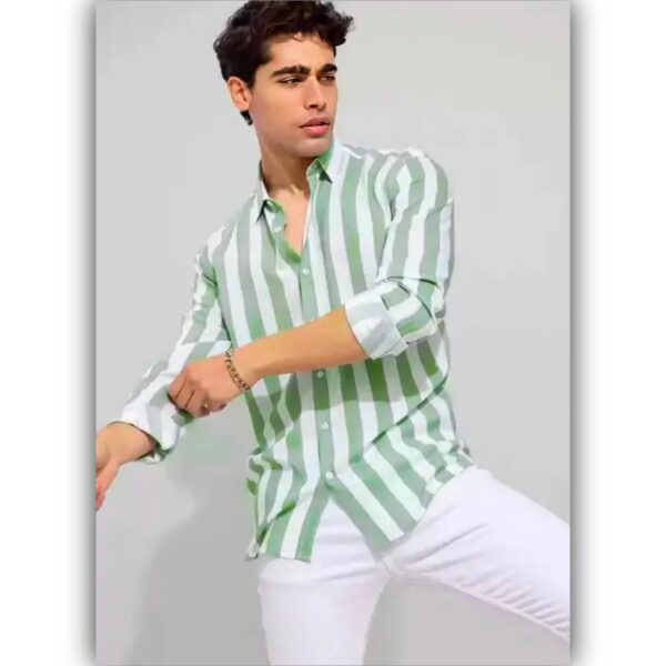 Classic Retro Men Shirt GREEN WHITE (PATTA)