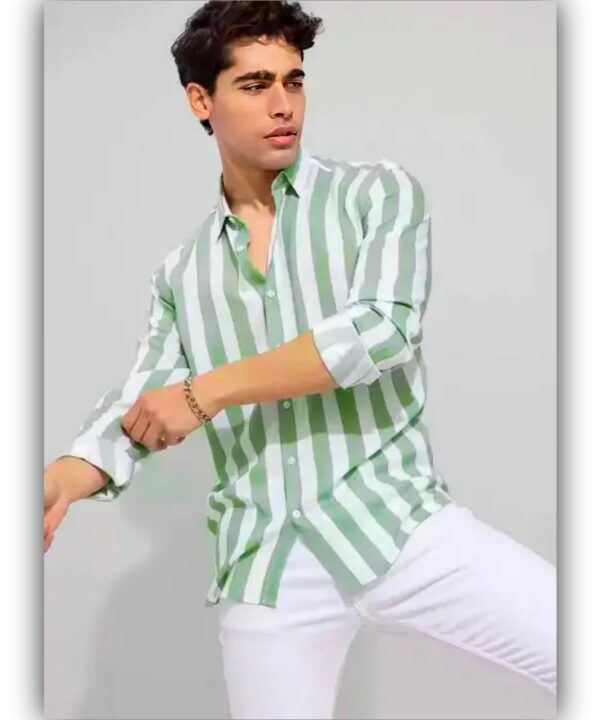 Classic Retro Men Shirt GREEN WHITE (PATTA)