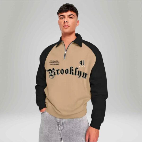 Maniac Men's Typography Regular Contrast Collar Green Sweatshirts