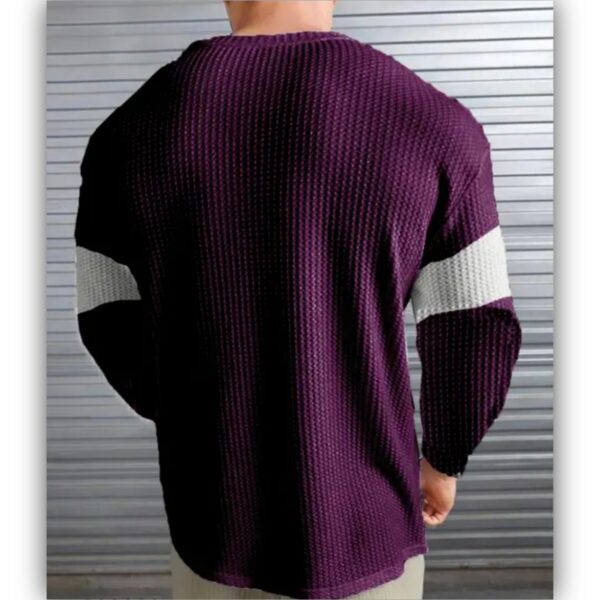 Mens Stylish Full Sleeve Textured T-Shirt - Image 2
