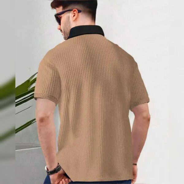 FOXGLOW Men Fashion Cotton Blend T-Shirt | Men Half Sleeve Casual Regular Fit T Shirt | Stylish Trendy Solid Men Mandarin Collar Hlaf Sleeves Combo T-Shirt for Men | Laple collar t-shirt - Image 2