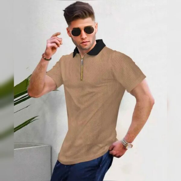 FOXGLOW Men Fashion Cotton Blend T-Shirt | Men Half Sleeve Casual Regular Fit T Shirt | Stylish Trendy Solid Men Mandarin Collar Hlaf Sleeves Combo T-Shirt for Men | Laple collar t-shirt
