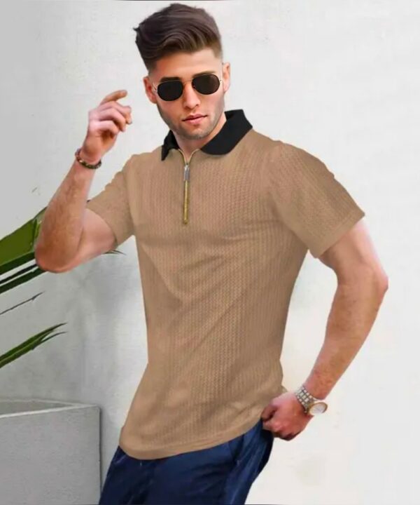 FOXGLOW Men Fashion Cotton Blend T-Shirt | Men Half Sleeve Casual Regular Fit T Shirt | Stylish Trendy Solid Men Mandarin Collar Hlaf Sleeves Combo T-Shirt for Men | Laple collar t-shirt