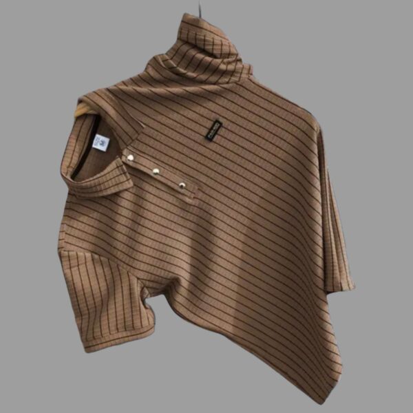 New Trending Mens Striped Polo Texture Neck T-shirt