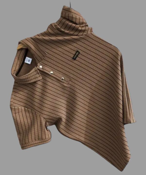 New Trending Mens Striped Polo Texture Neck T-shirt