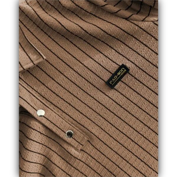 New Trending Mens Striped Polo Texture Neck T-shirt - Image 3