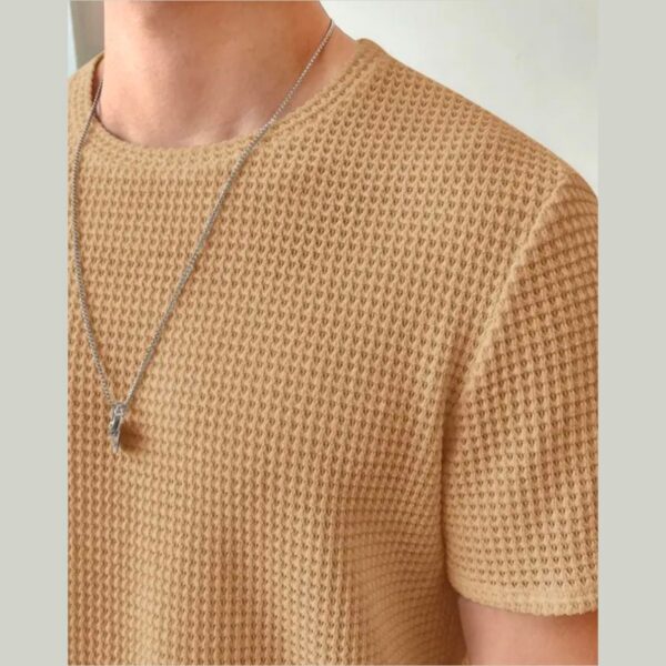 Trendy Mens Beige tshirt for summers | Half sleeve tshirt with round neck for mens - Image 2