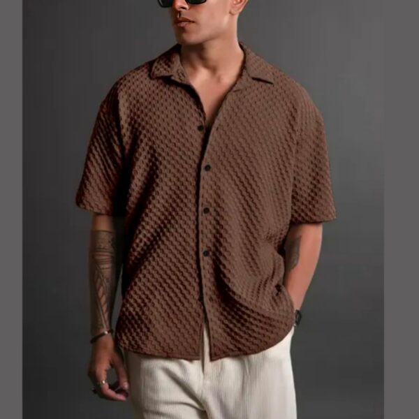 Trendy Popcorn Texture Shirt For Mens - Image 4