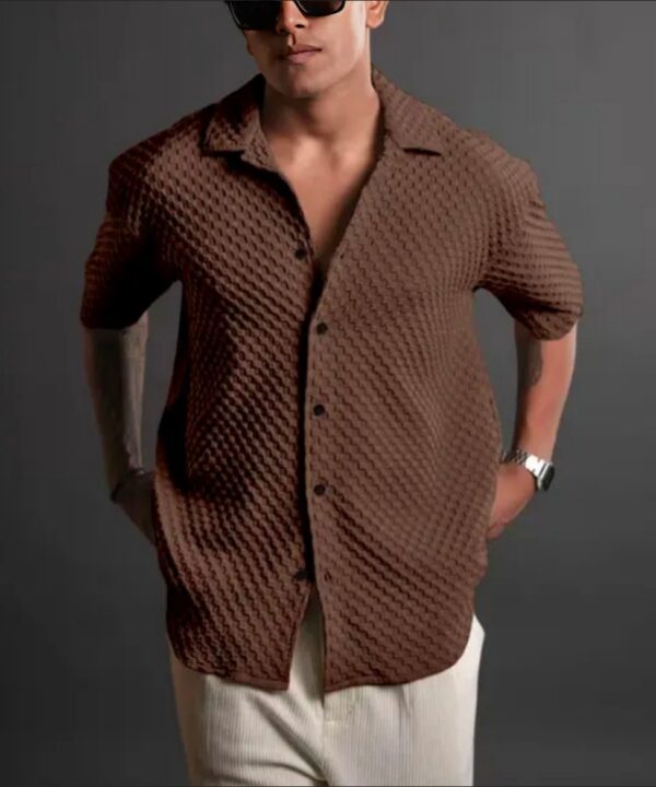 Trendy Popcorn Texture Shirt For Mens