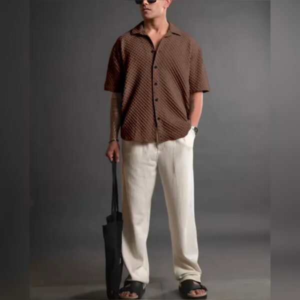 Trendy Popcorn Texture Shirt For Mens - Image 3