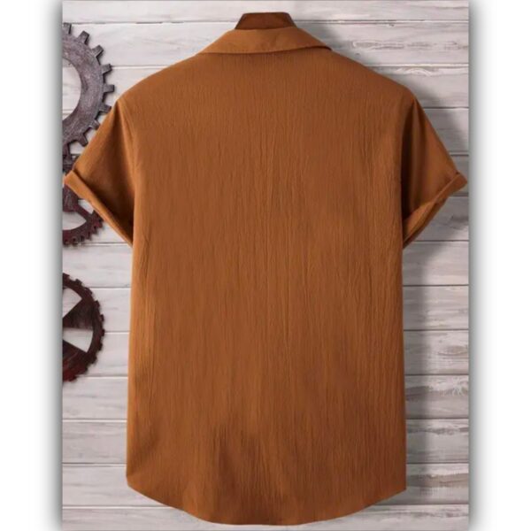 Men Regular Fit Self Design Lapel Collar Popcorn Shirt - Image 2