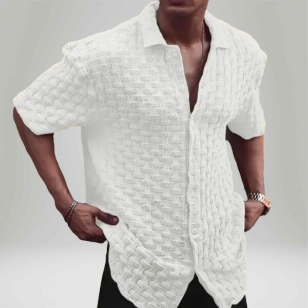 Popcorn Febric Men Soild Colour Shirt