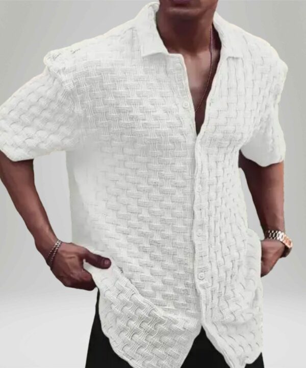 Popcorn Febric Men Soild Colour Shirt