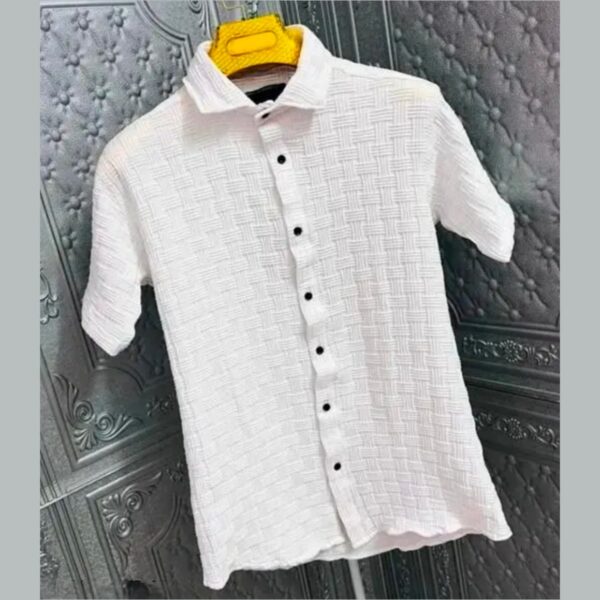 Popcorn Febric Men Soild Colour Shirt - Image 2